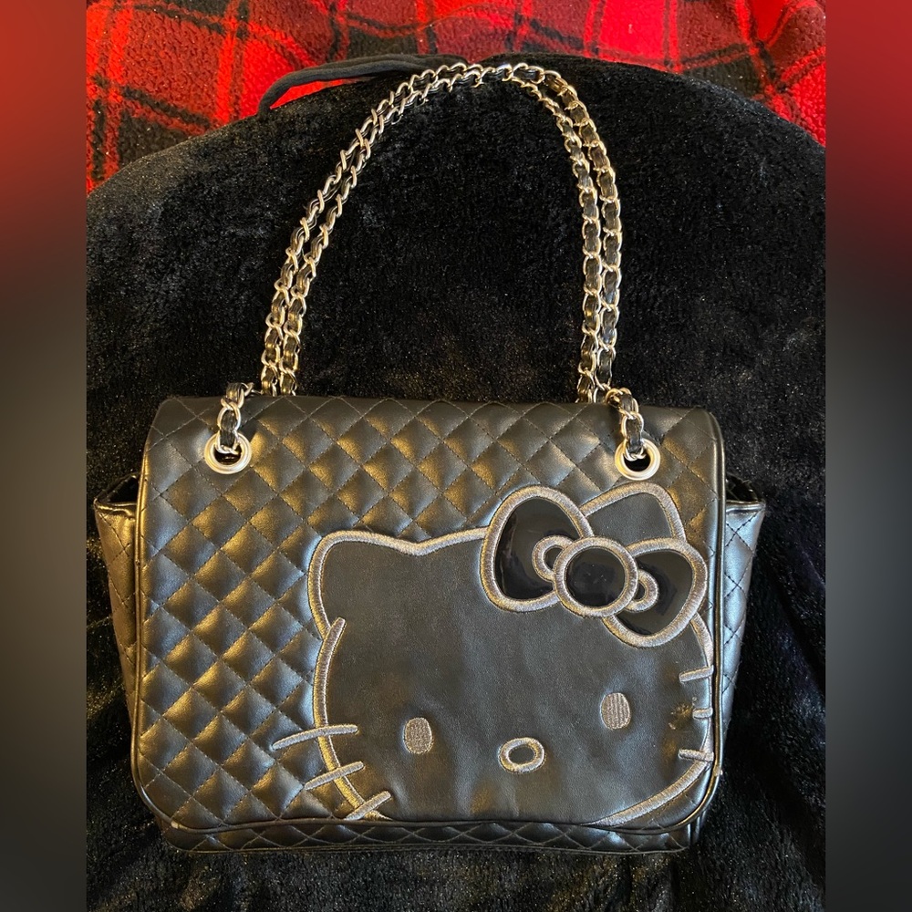 Hello Kitty Quilted Black Shoulder Bag
